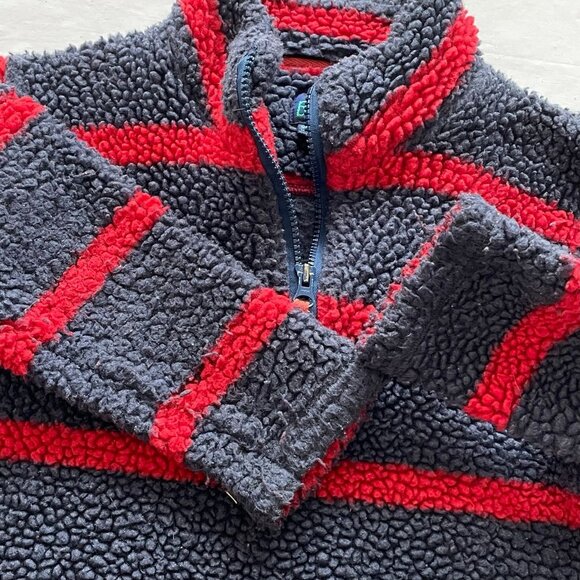 Mini Boden Navy Red Striped Sherpa Pullover size 5-6 - Picture 4 of 7